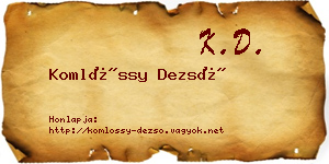 Komlóssy Dezső névjegykártya
